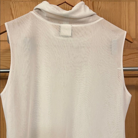 White Sleeveless Sheer Cowl Neck Sleeveless Top Sz M - Picture 4 of 5
